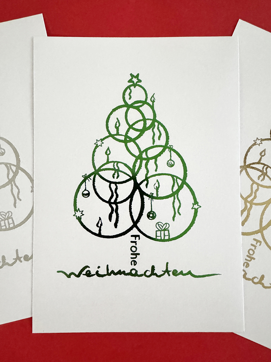 Albert Bartel Druckgrafik Glanzfolie Grün Weihnachten