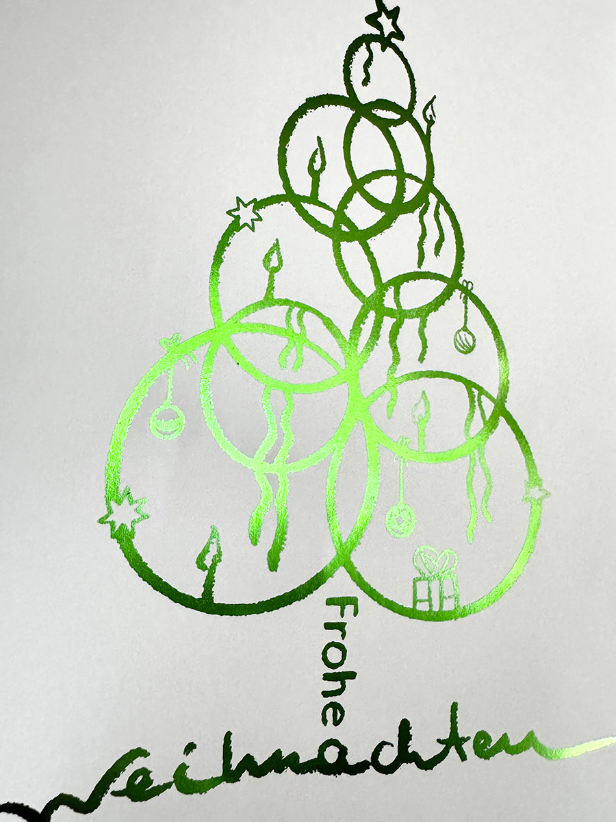 Albert Bartel Druckgrafik Glanzfolie Grün Weihnachten