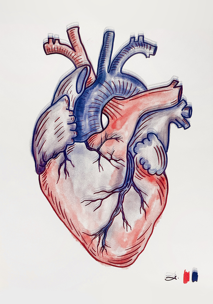 Albert Bartel Druckgrafik Risographie Herz